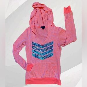 Aeropostale Orange Hoodie with Sequin Chevron